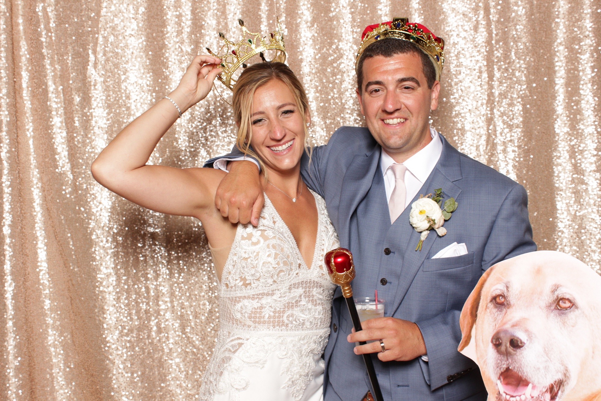 bride and groom pose in NJ photo booth