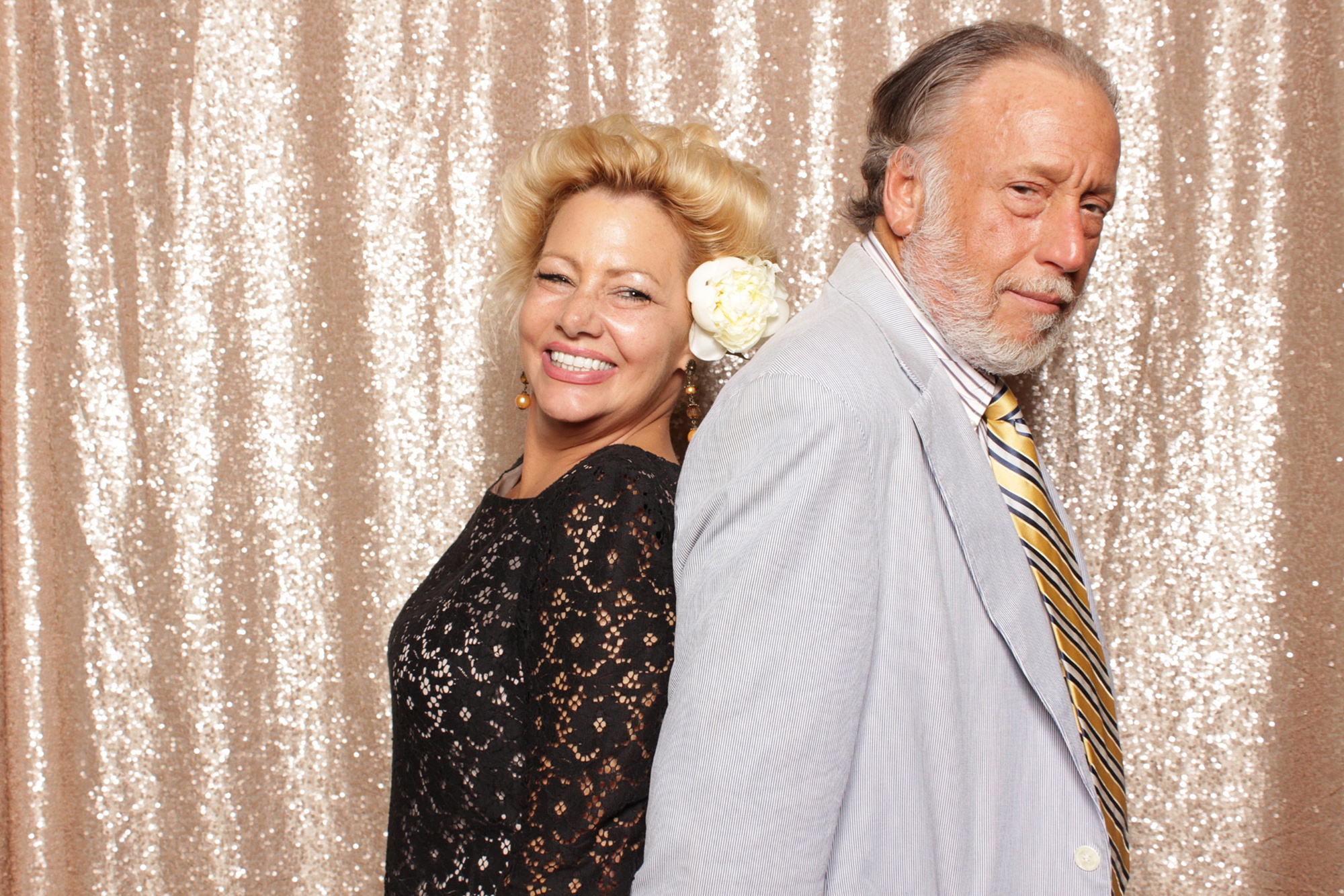 two guests pose in New Jersey photo booth