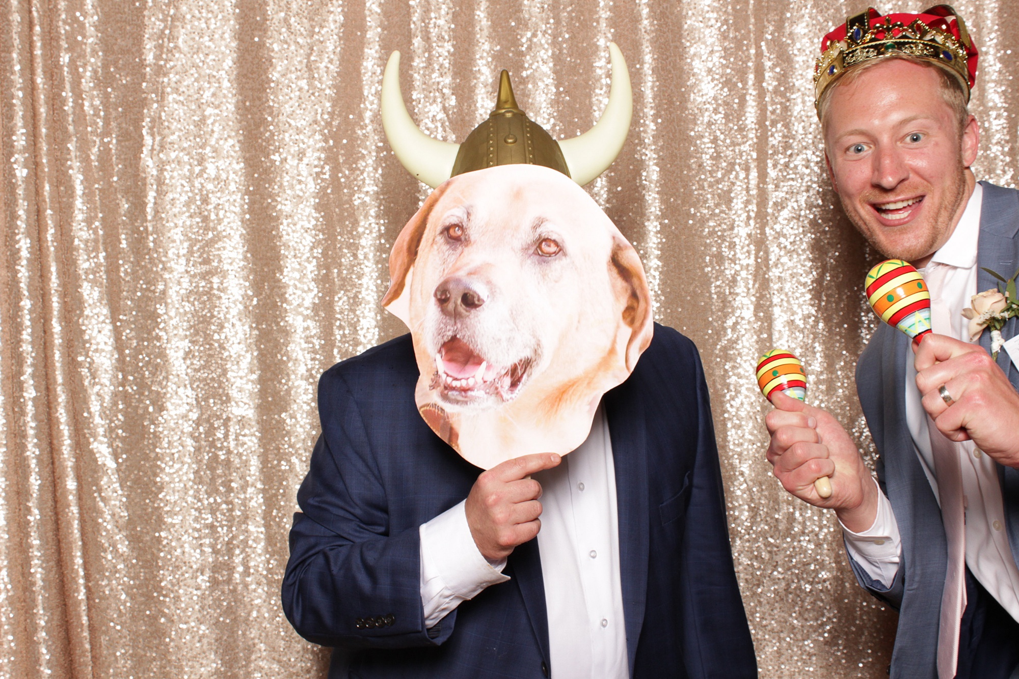guest holds cutout of dog in front of face during Sandy Hook Chapel Photo Booth