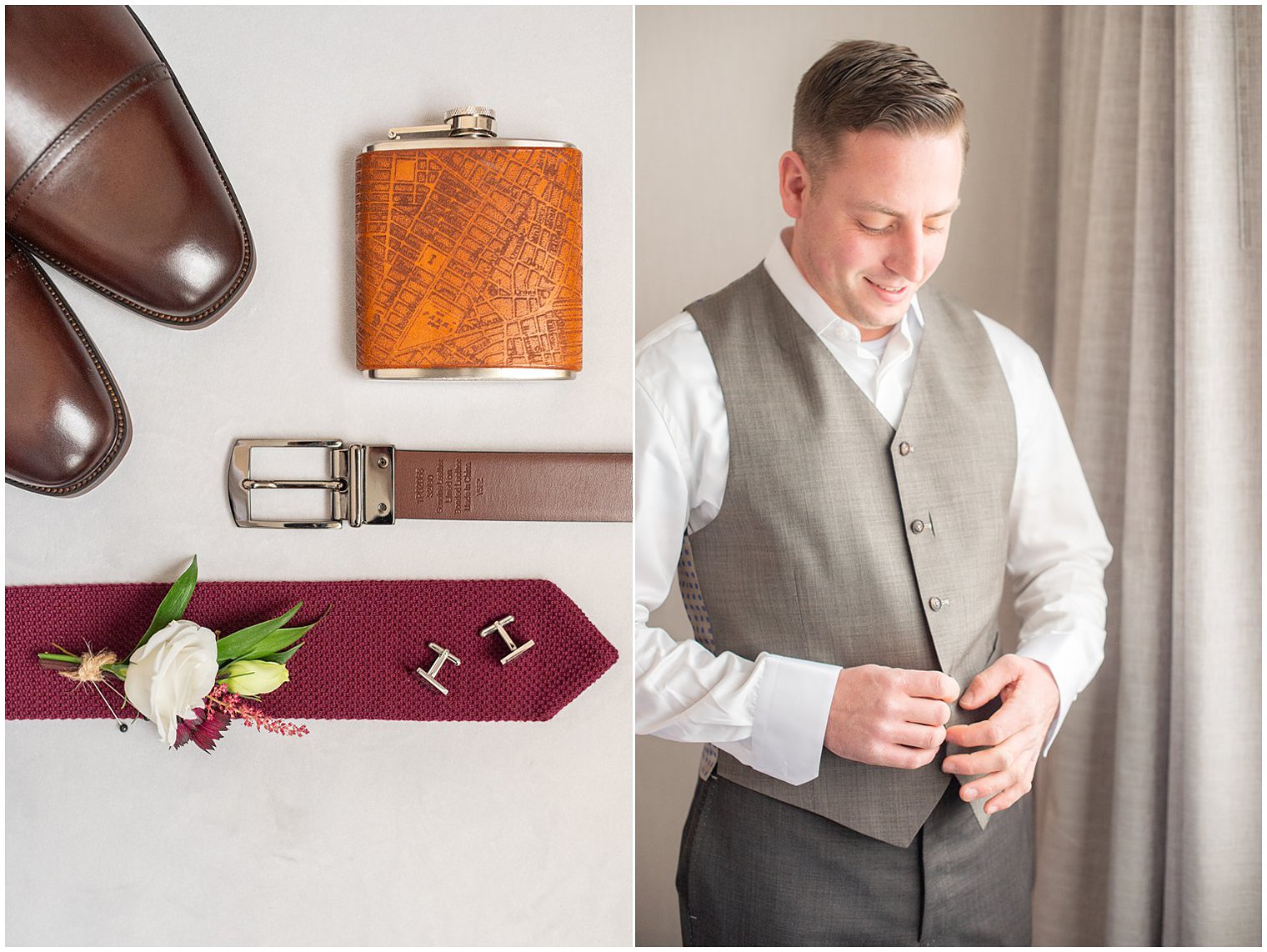 groom prepares for New Jersey wedding day