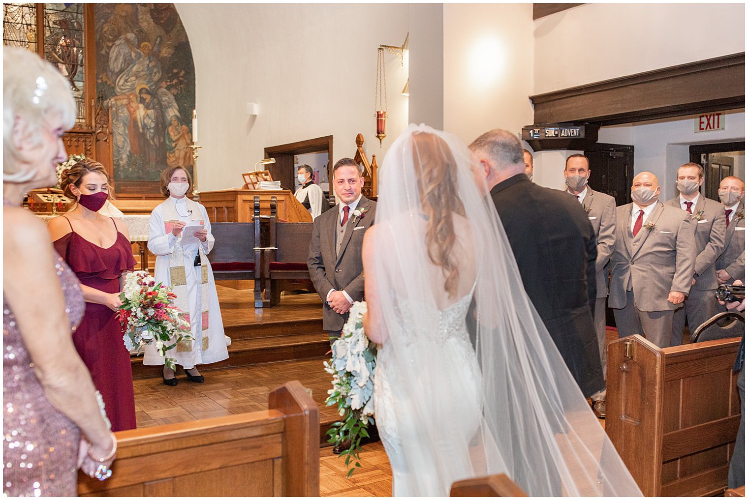 traditional church wedding ceremony at Grace Episcopal Church in Nutley