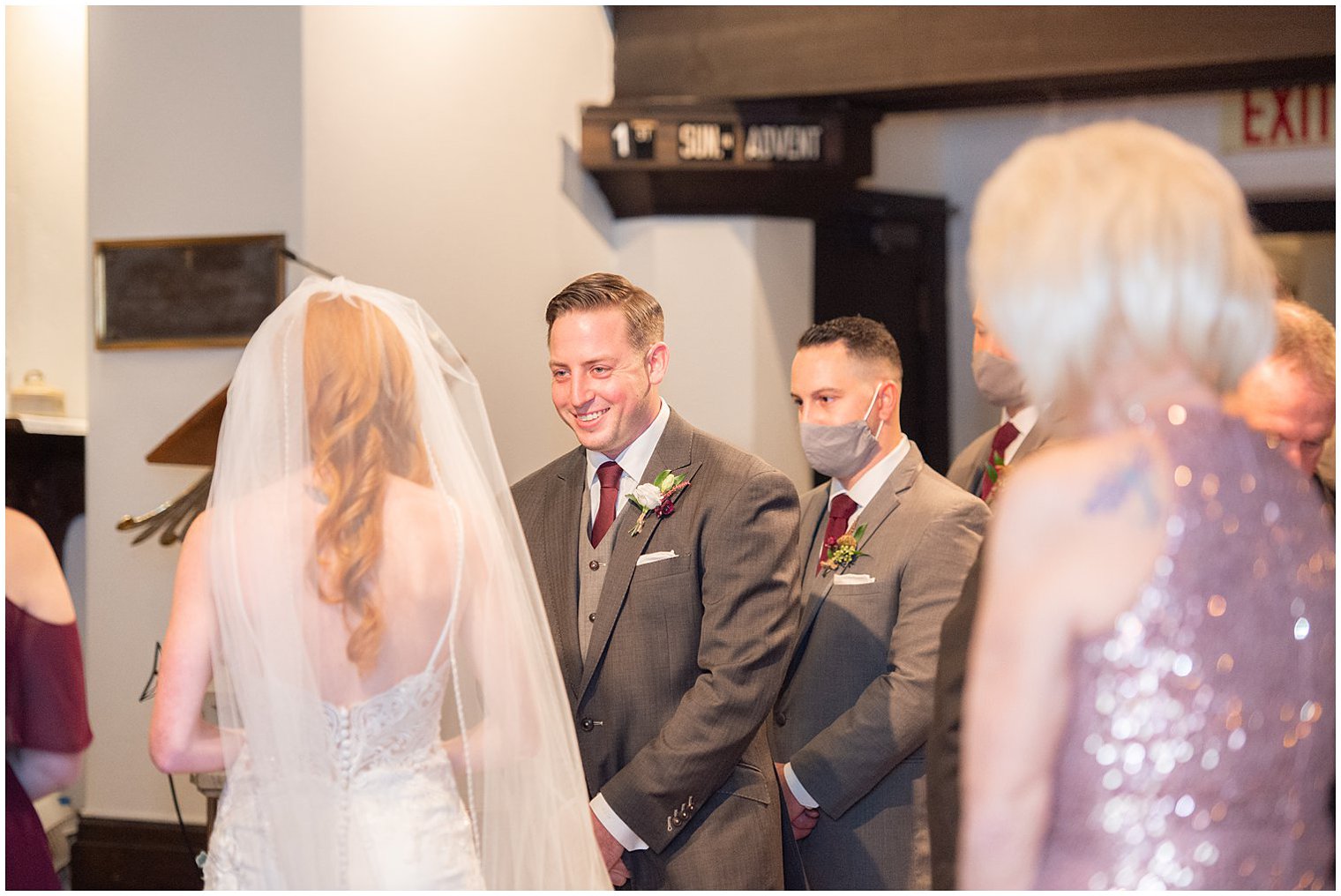 traditional church wedding ceremony at Grace Episcopal Church in Nutley