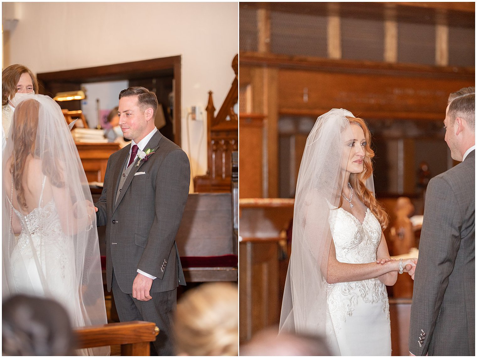 traditional church wedding ceremony at Grace Episcopal Church in Nutley