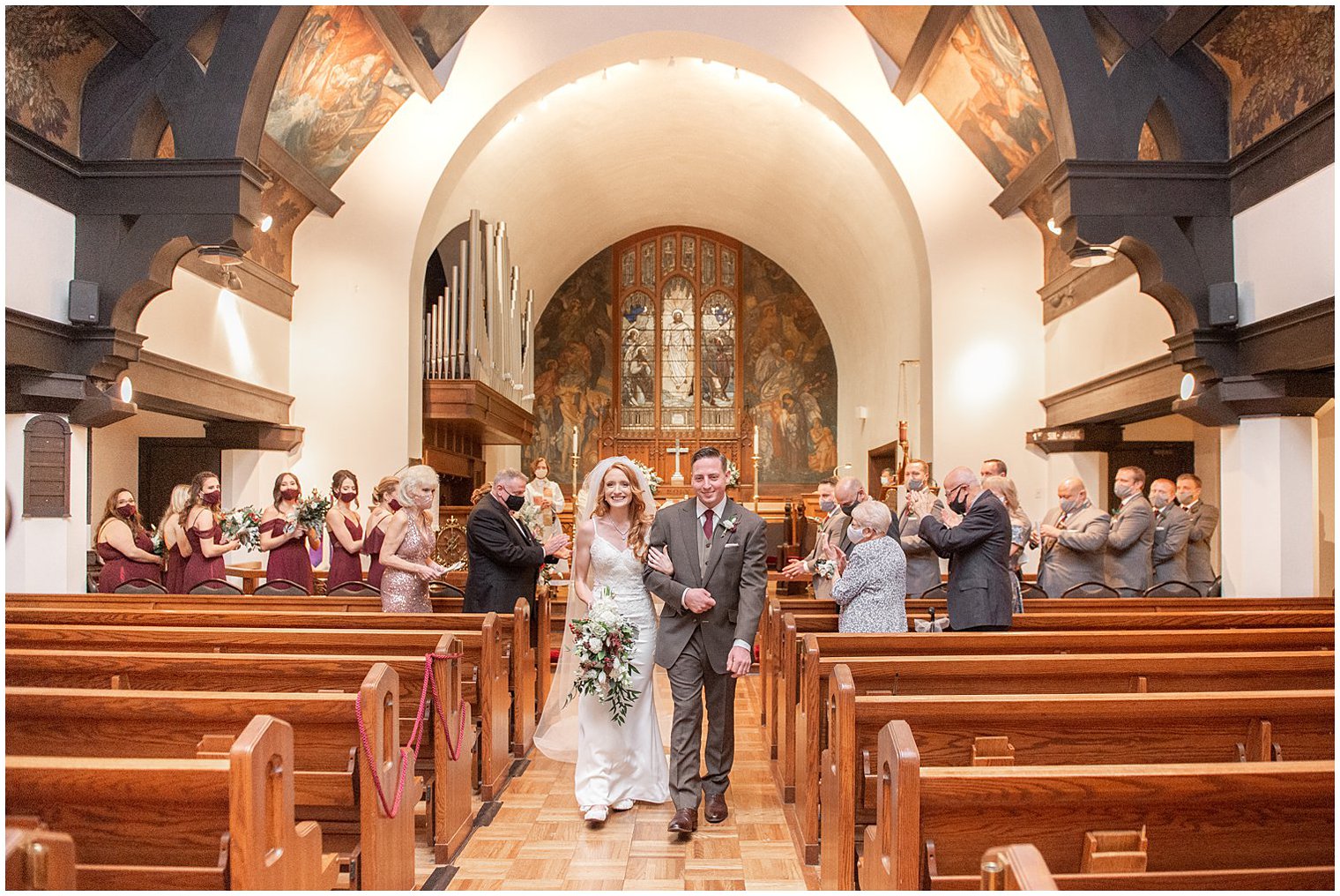traditional church wedding ceremony at Grace Episcopal Church in Nutley