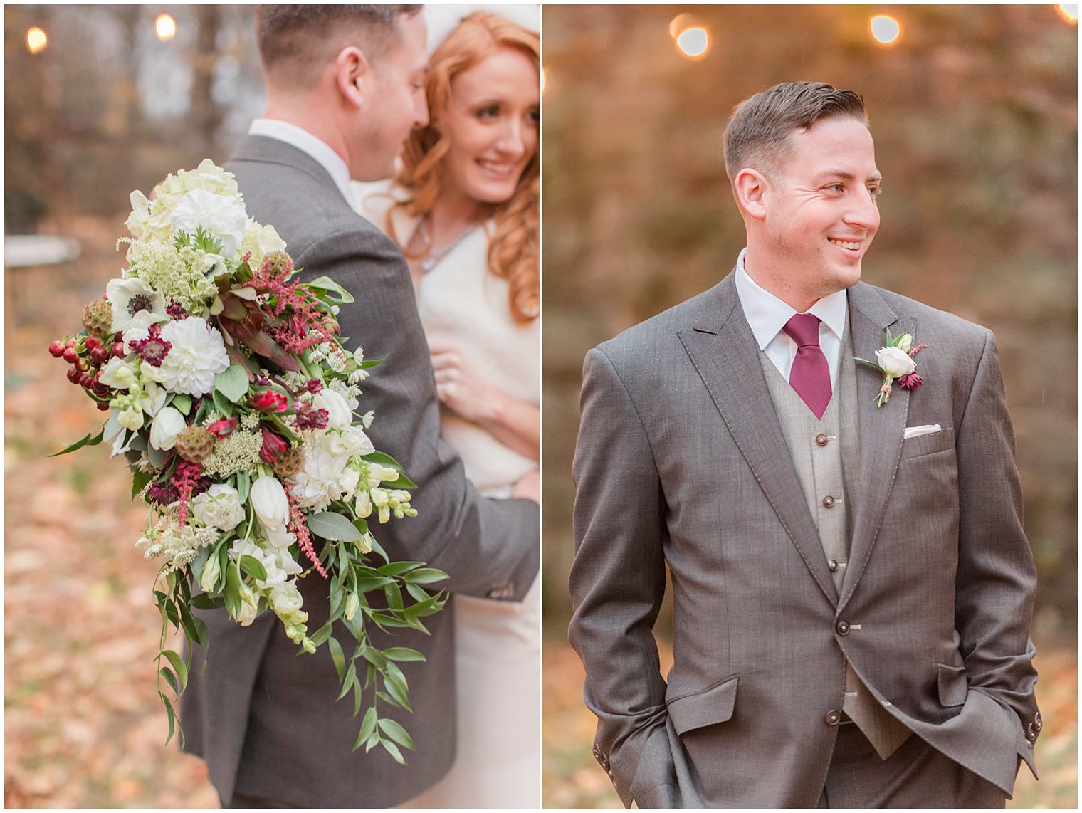 cascading winter bouquet with winter berries for winter wedding by Coco & Bailey 