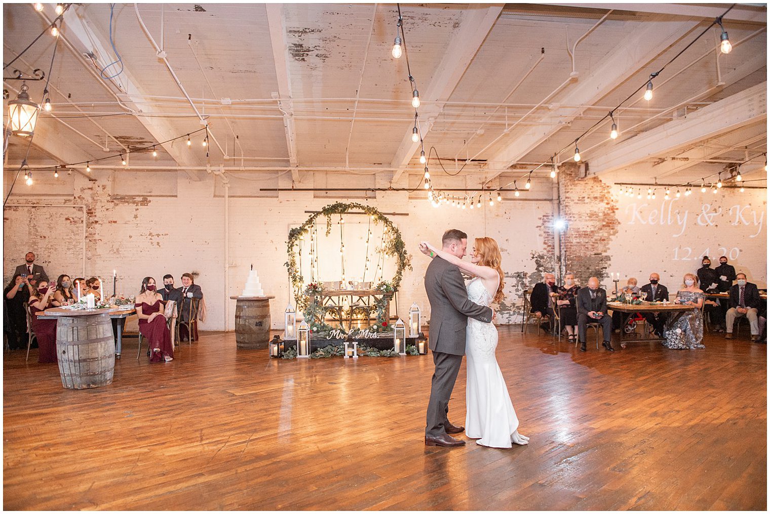 bride and groom dance during Art Factory Studios wedding reception