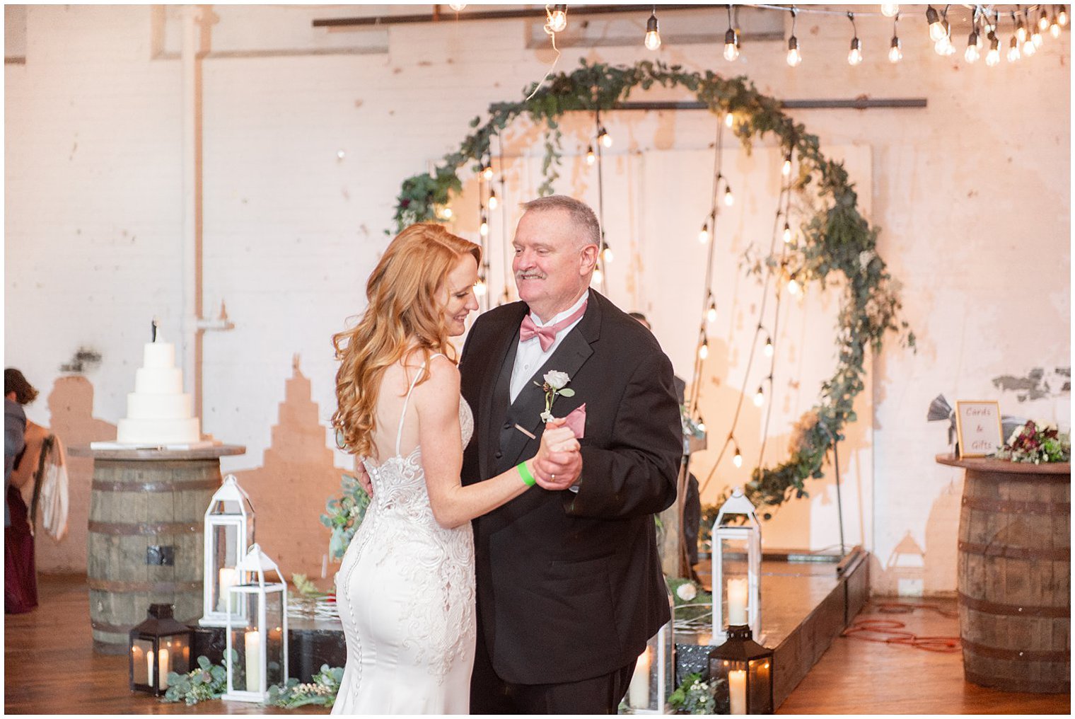 bride dances with father during Art Factory Studios wedding reception