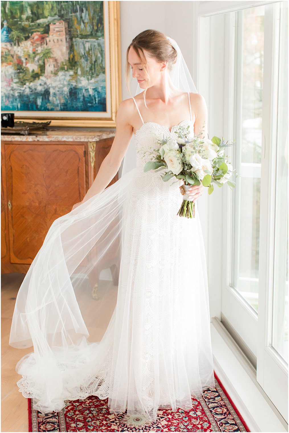 bridal portrait in Long Beach Island beach house