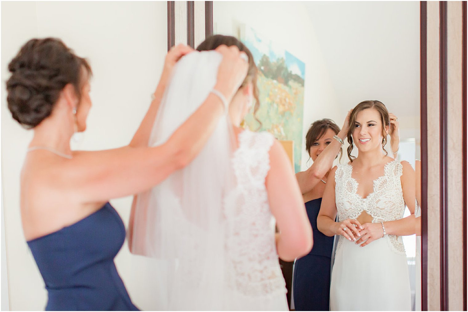 bride getting ready with her mother at Stone Tower Winery