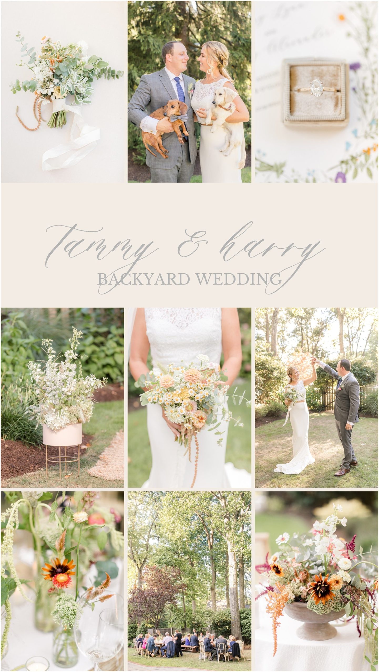Elegant backyard wedding with wildflowers