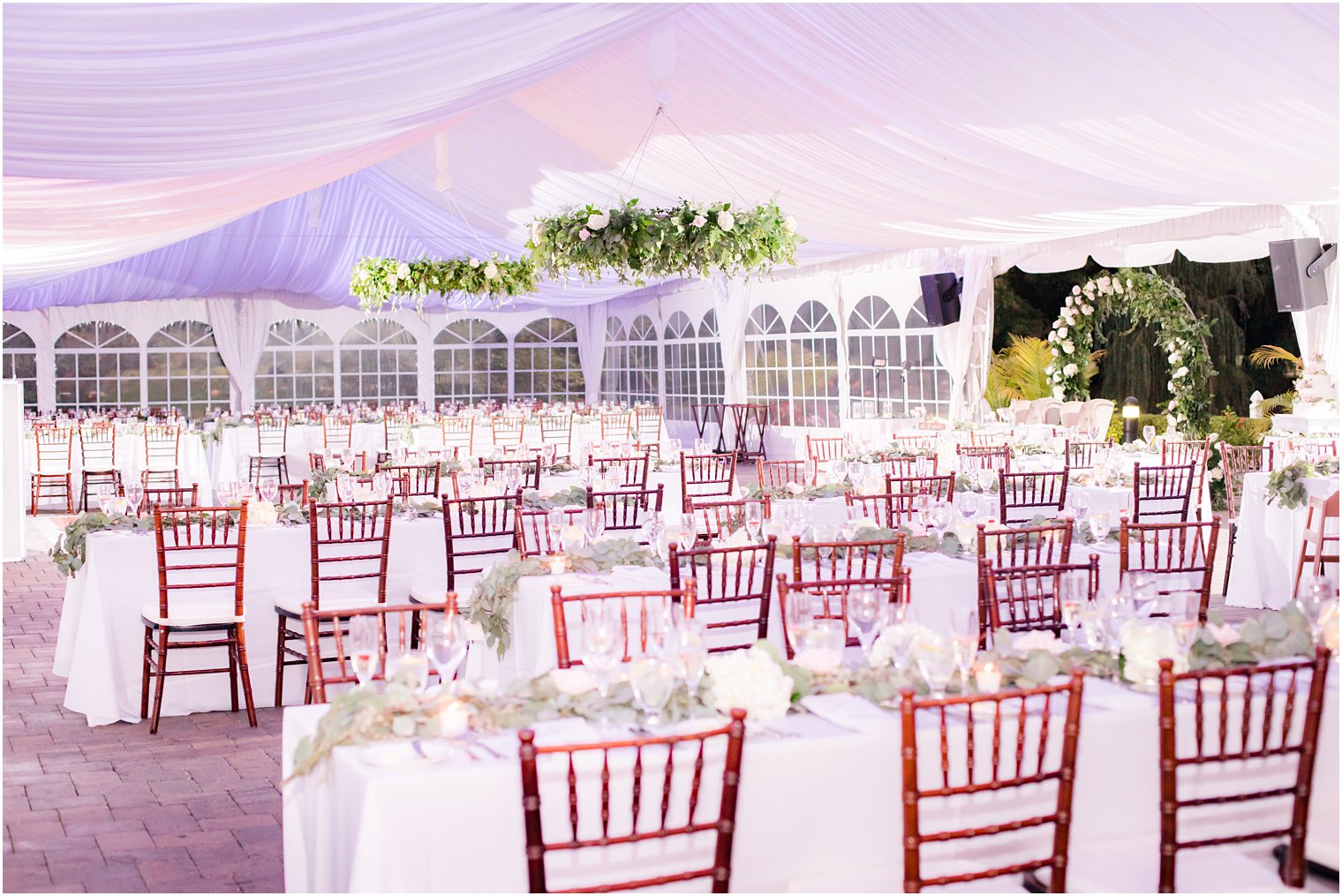 Outdoor tented reception at Windows on the Water at Frogbridge