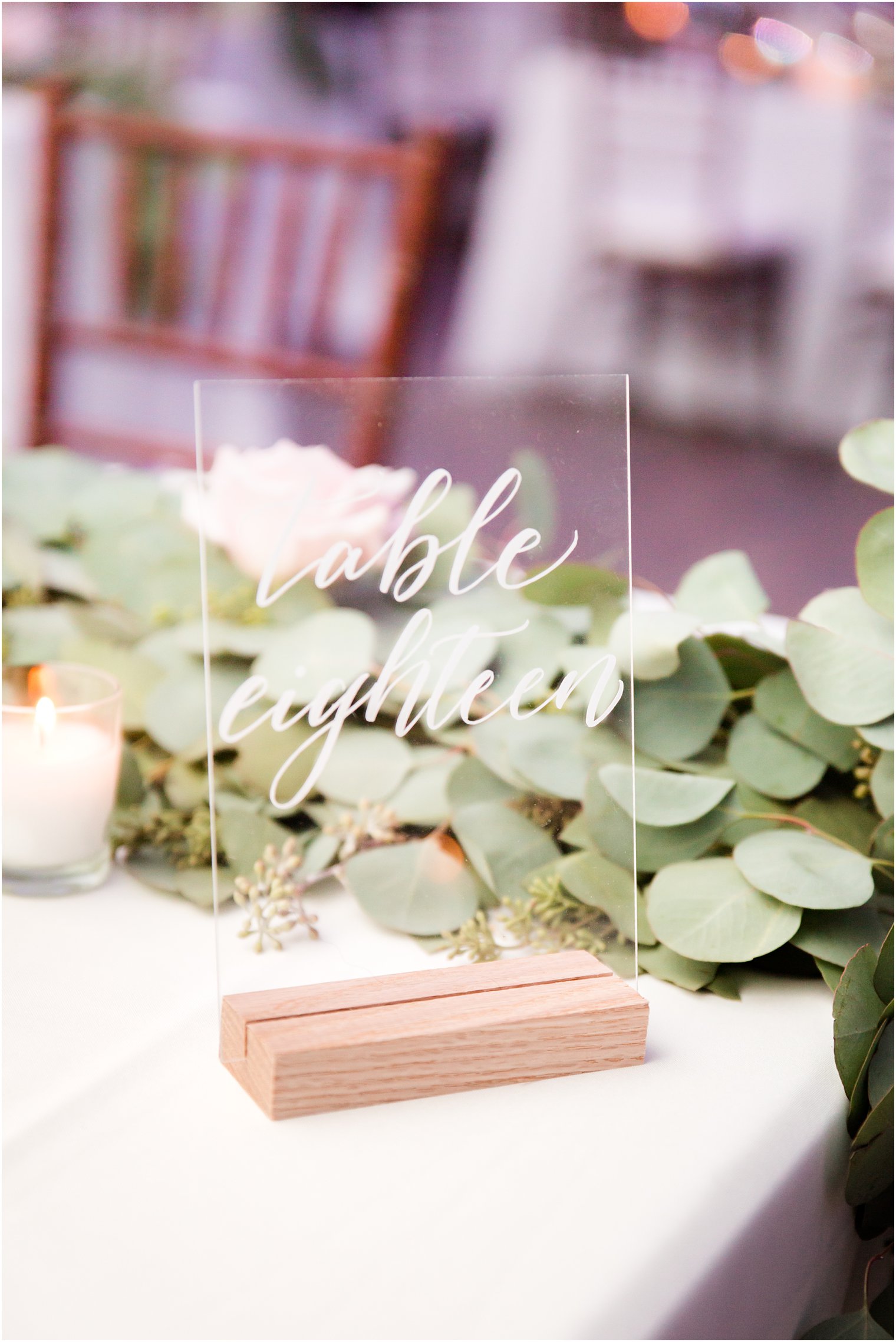 Acrylic table number with calligraphy 