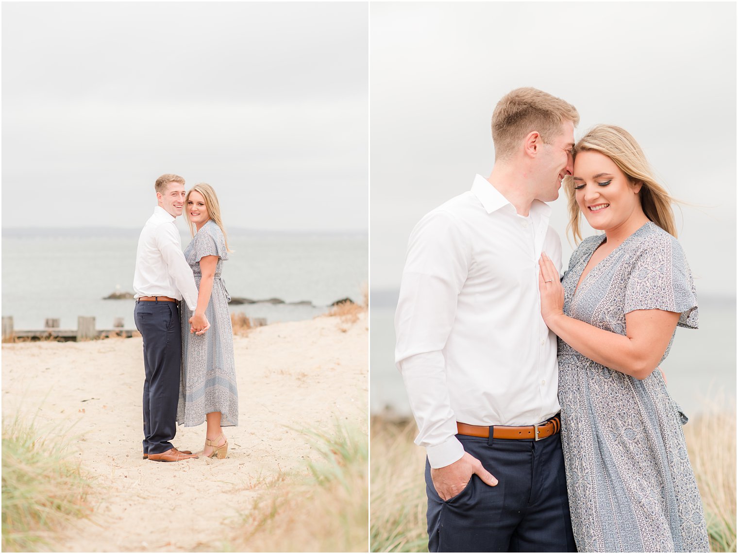 fall engagement photos at Sandy Hook Beach with NJ wedding photographer Idalia Photography 