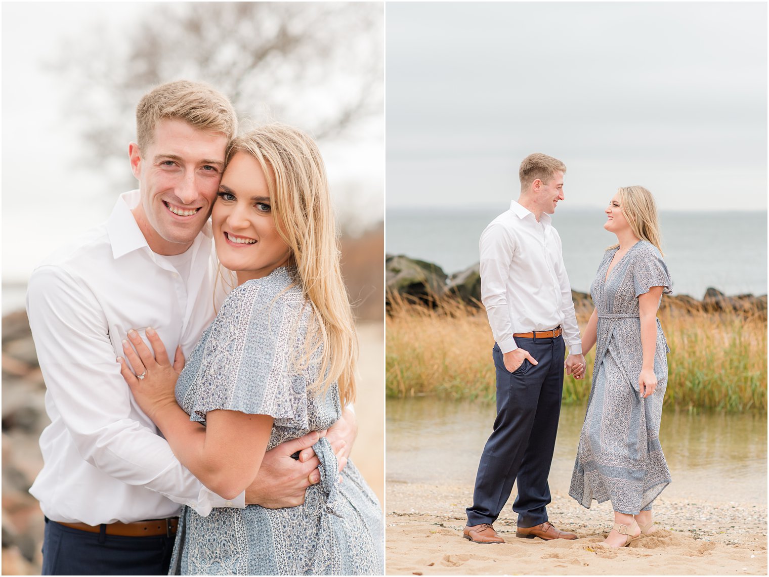 engagement photos at Sandy Hook Beach with Idalia Photography