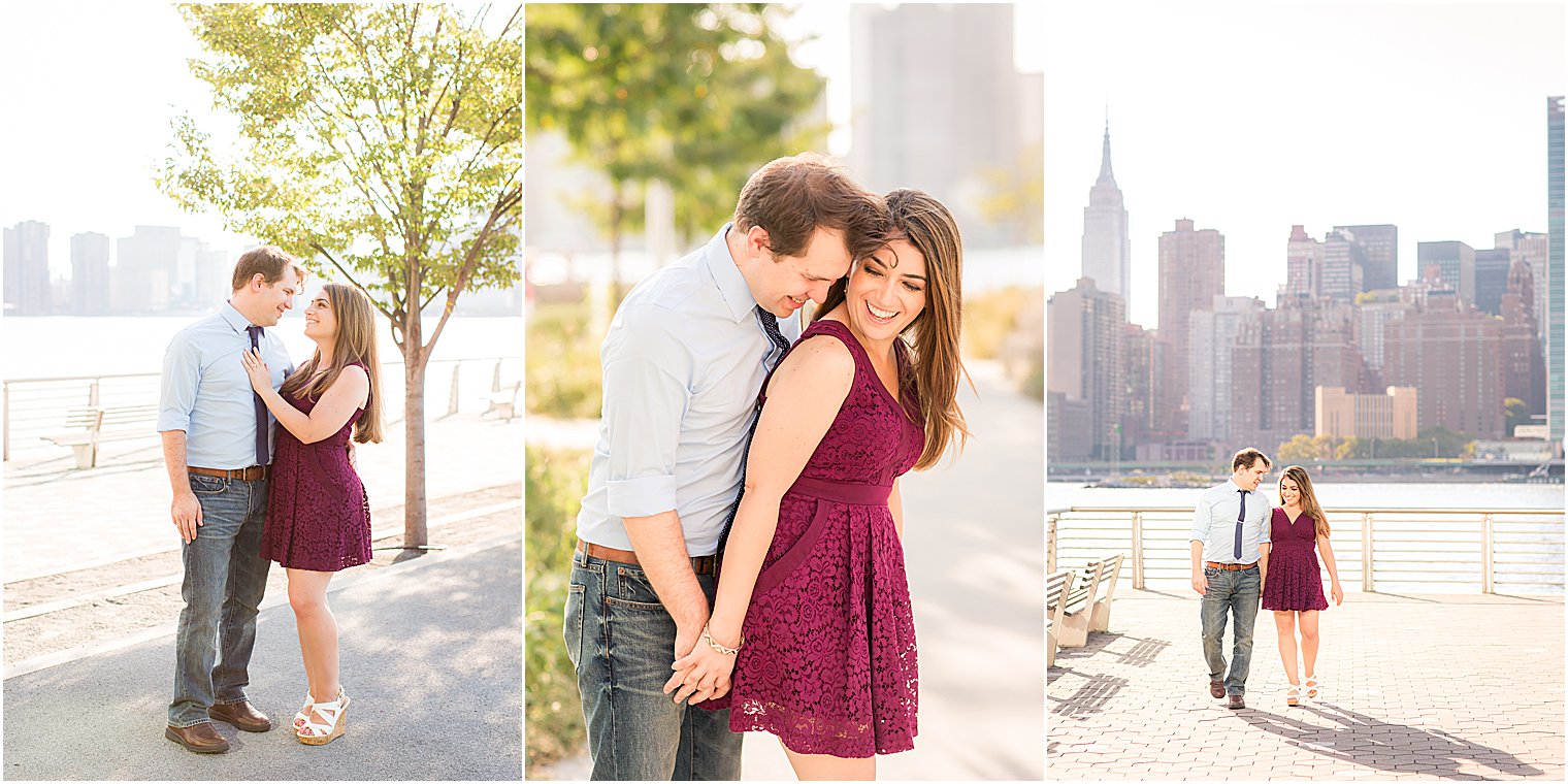 Gantry Plaza State Park engagement photos in New York City