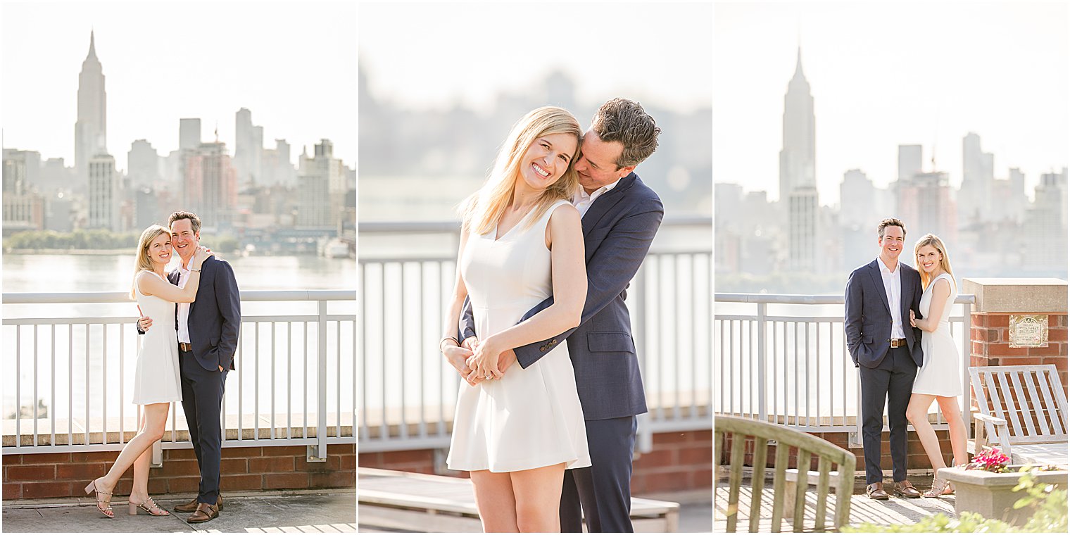 Hoboken rooftop waterfront engagement session in New Jersey 