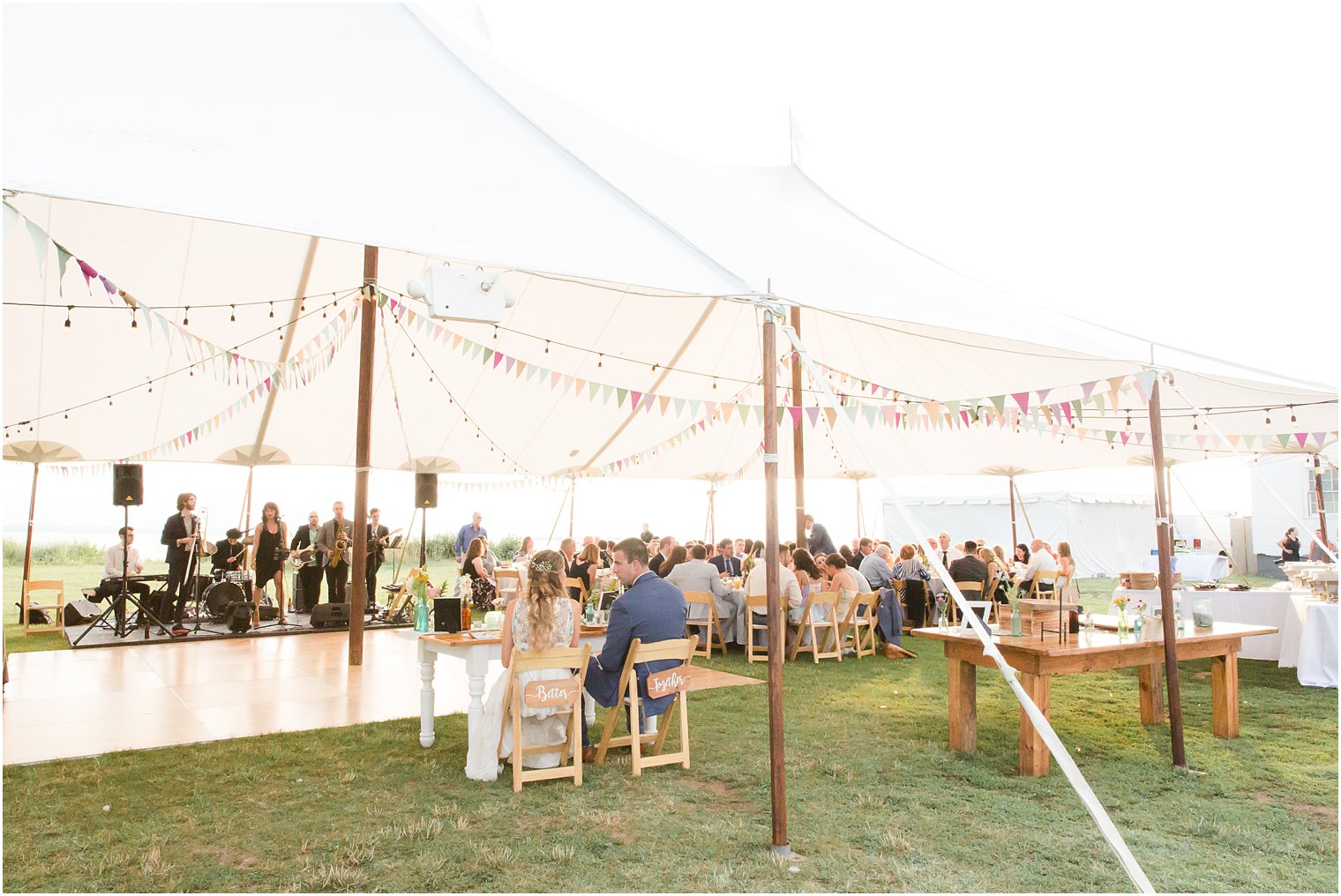 Outdoor tented reception at Sandy Hook