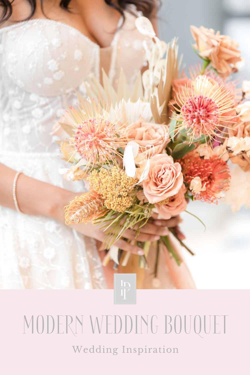 bride's bouquet for citrus inspired microwedding styled shoot at Ironworks at Pencoyd Landing