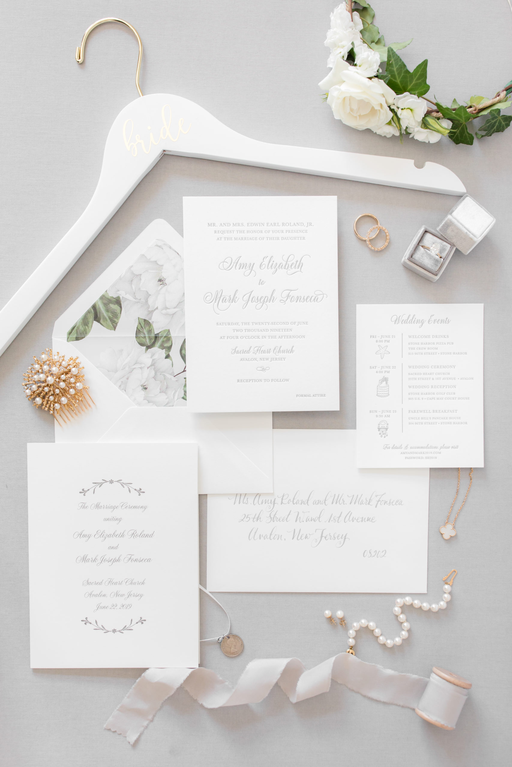 New Jersey stationer Smitten On Paper designs light and beauty invitation suite 