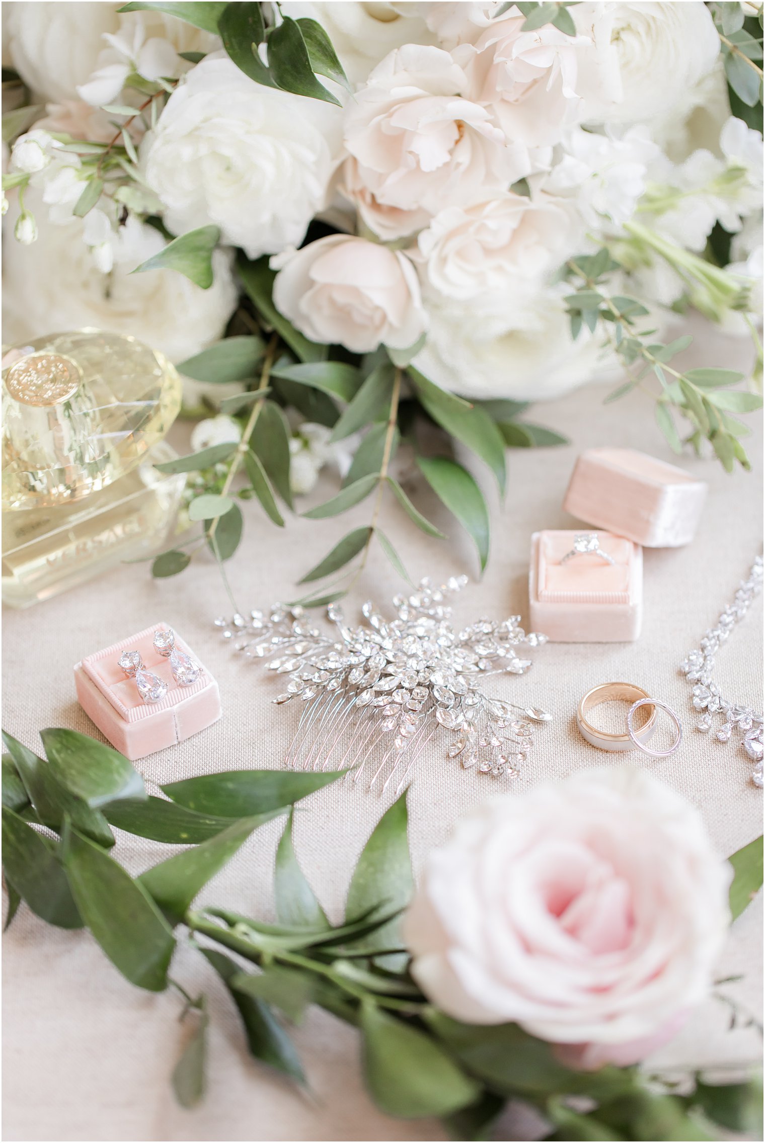bride's details with blush pink color palette