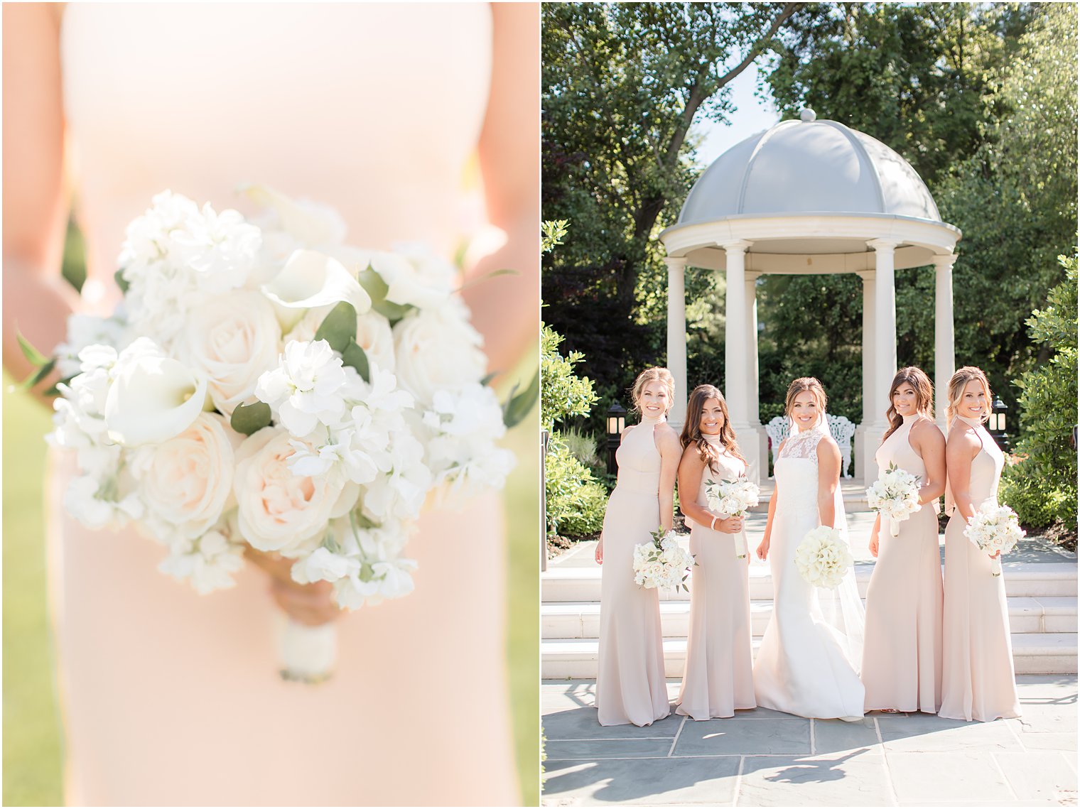 champagne and ivory color scheme for bridesmaids attire