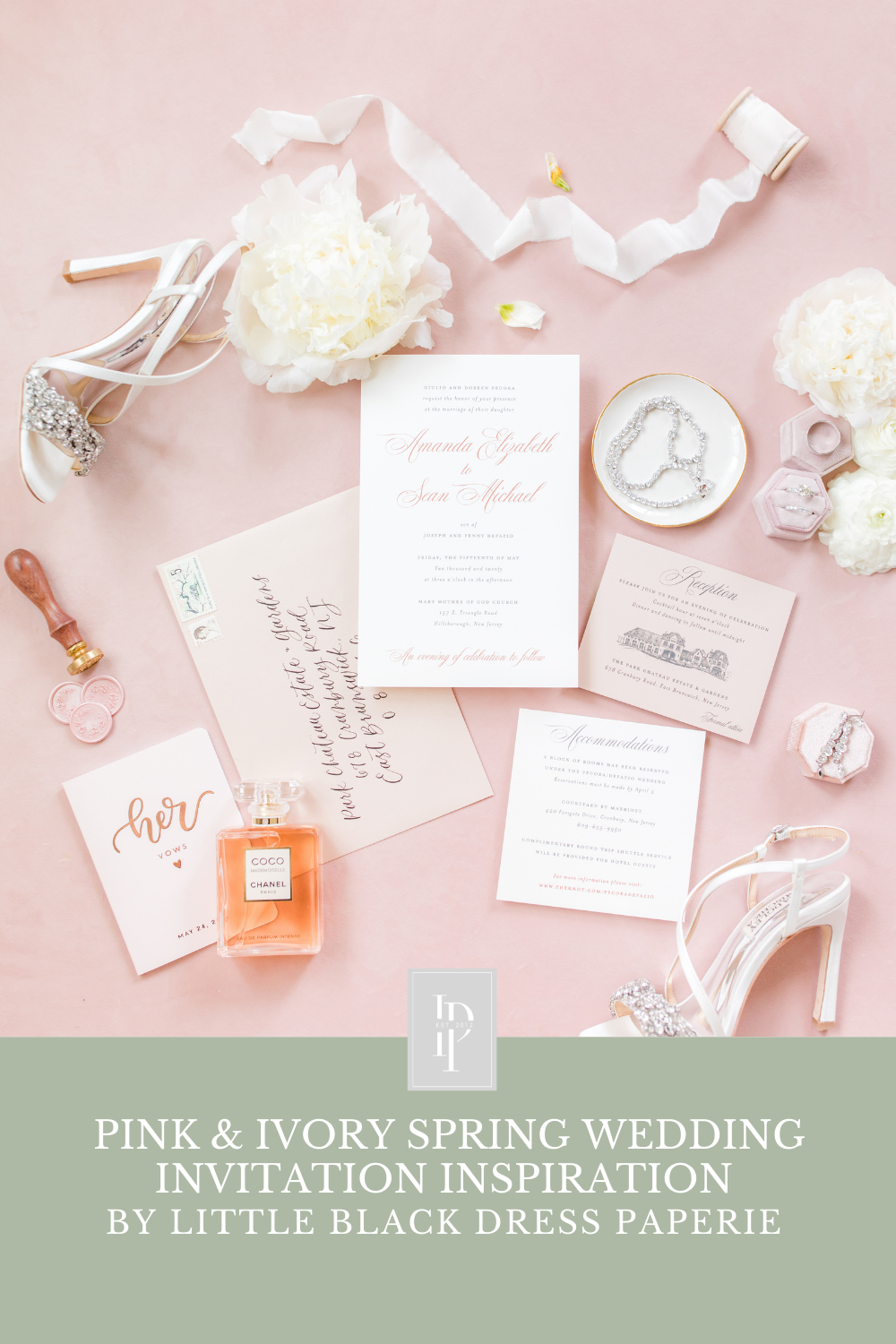 spring wedding invitation suite by Little Black Dress Paperie