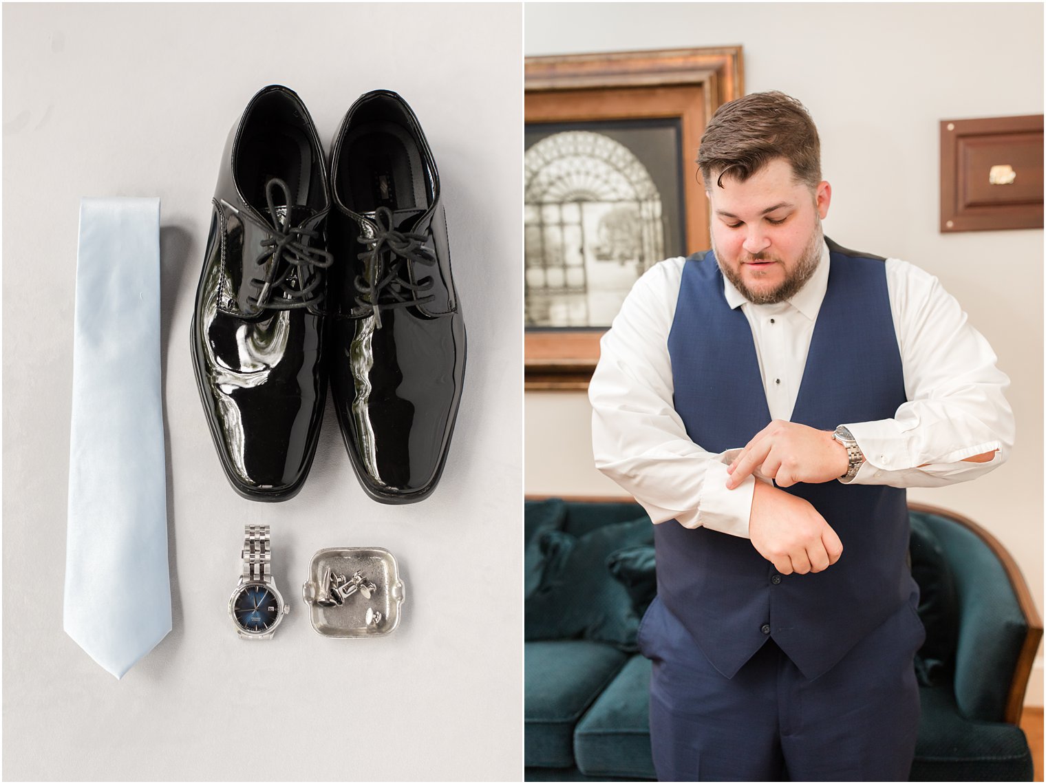 groom prepares for Virginia wedding day