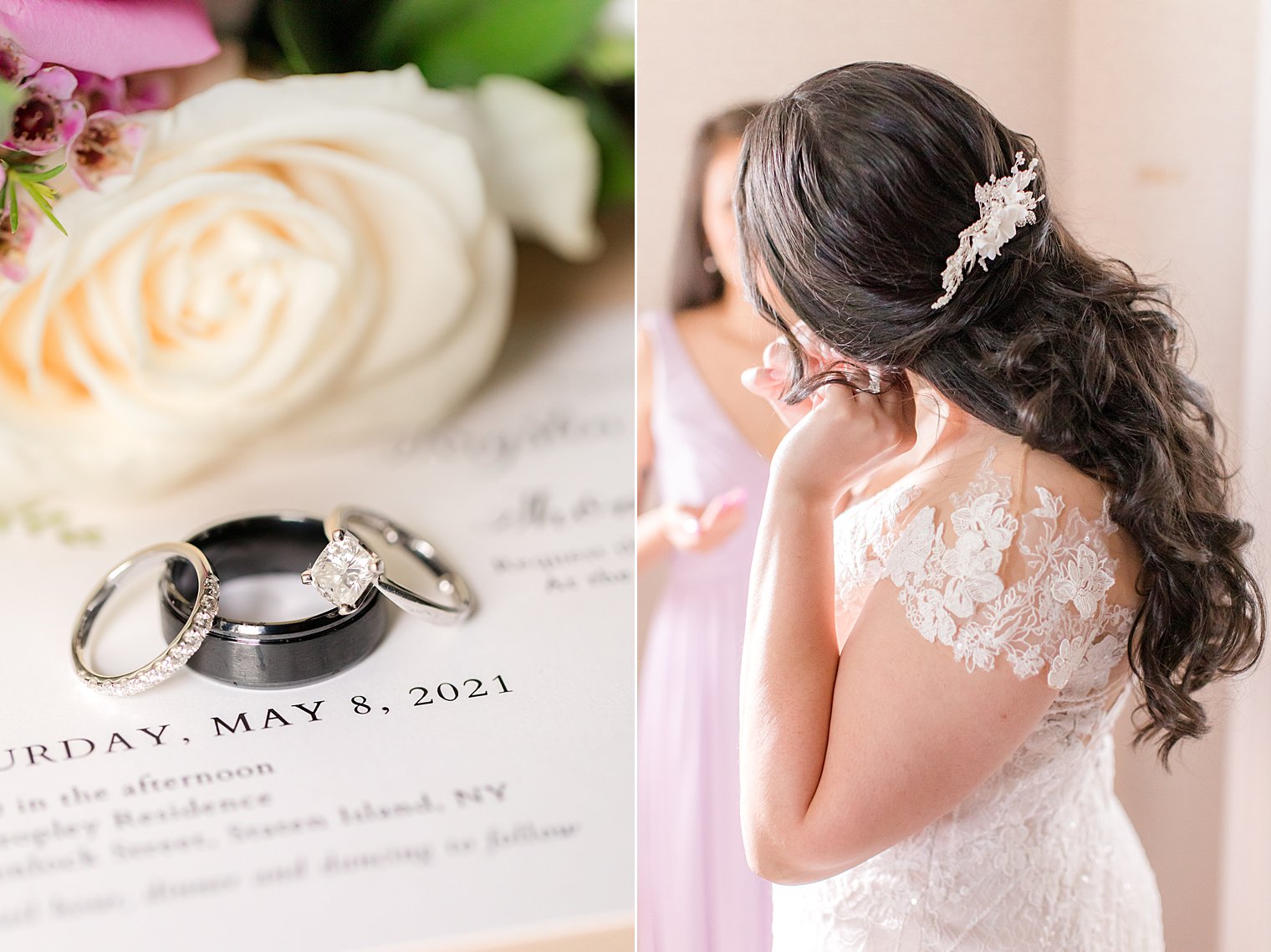 bride parses for Staten Island microwedding at home 