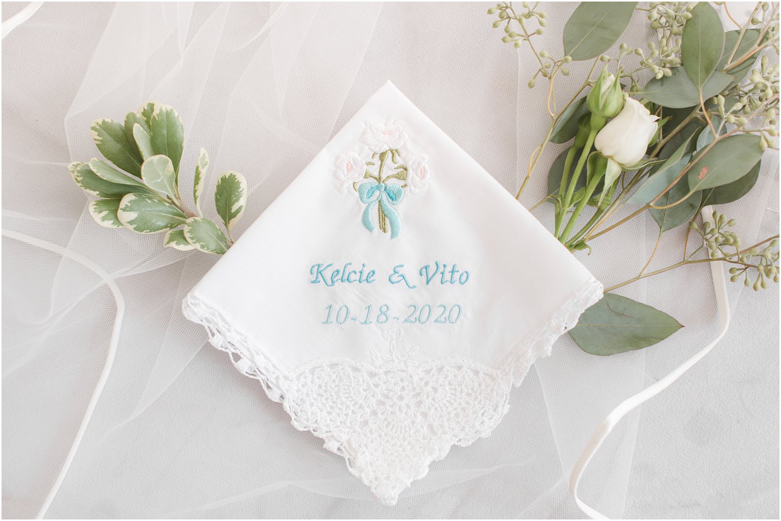 bride's embroidered handkerchief 