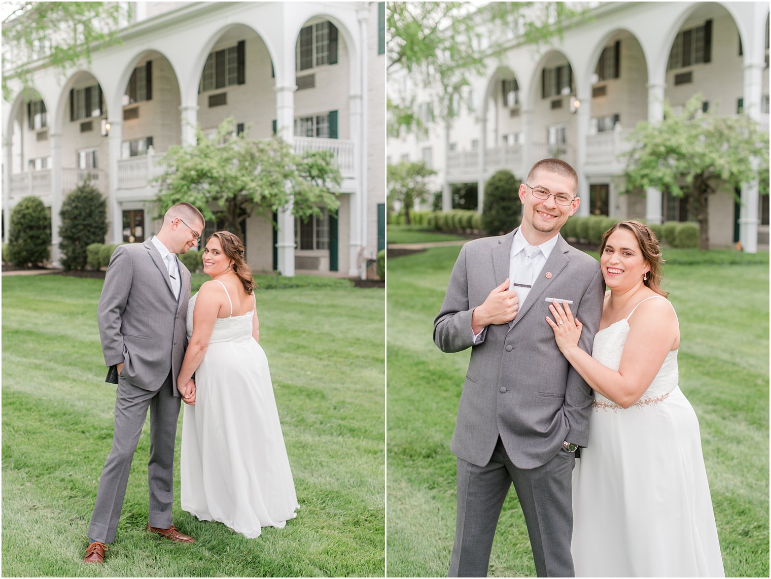 Morristown NJ wedding portraits outside The Madison Hotel