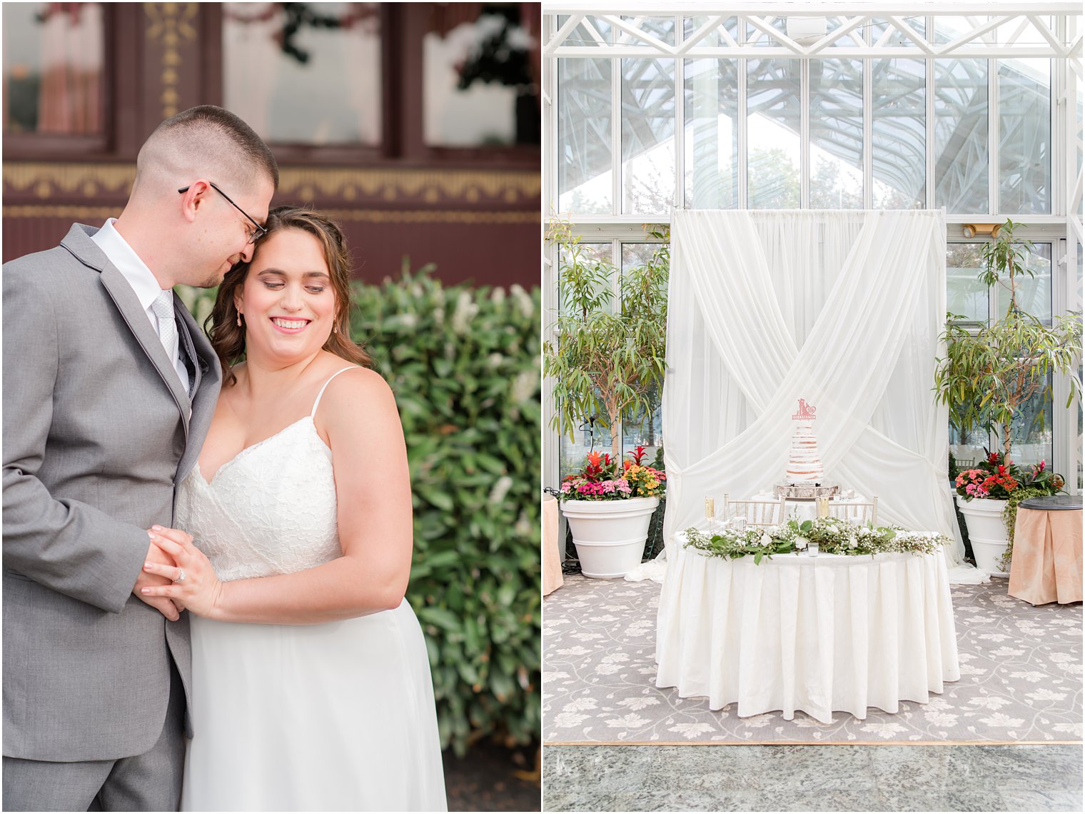 sweetheart table with white hanging drapes at The Madison Hotel