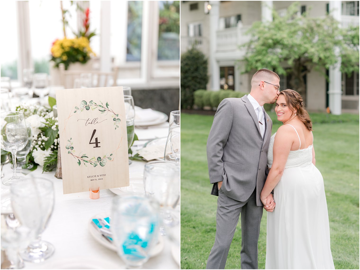 centerpieces with watercolor leaves at The Madison Hotel