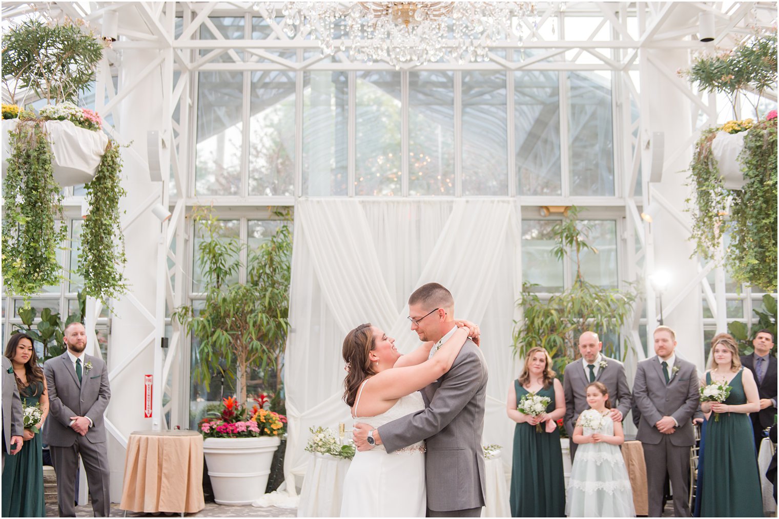 newlyweds dance together during New Jersey wedding reception 