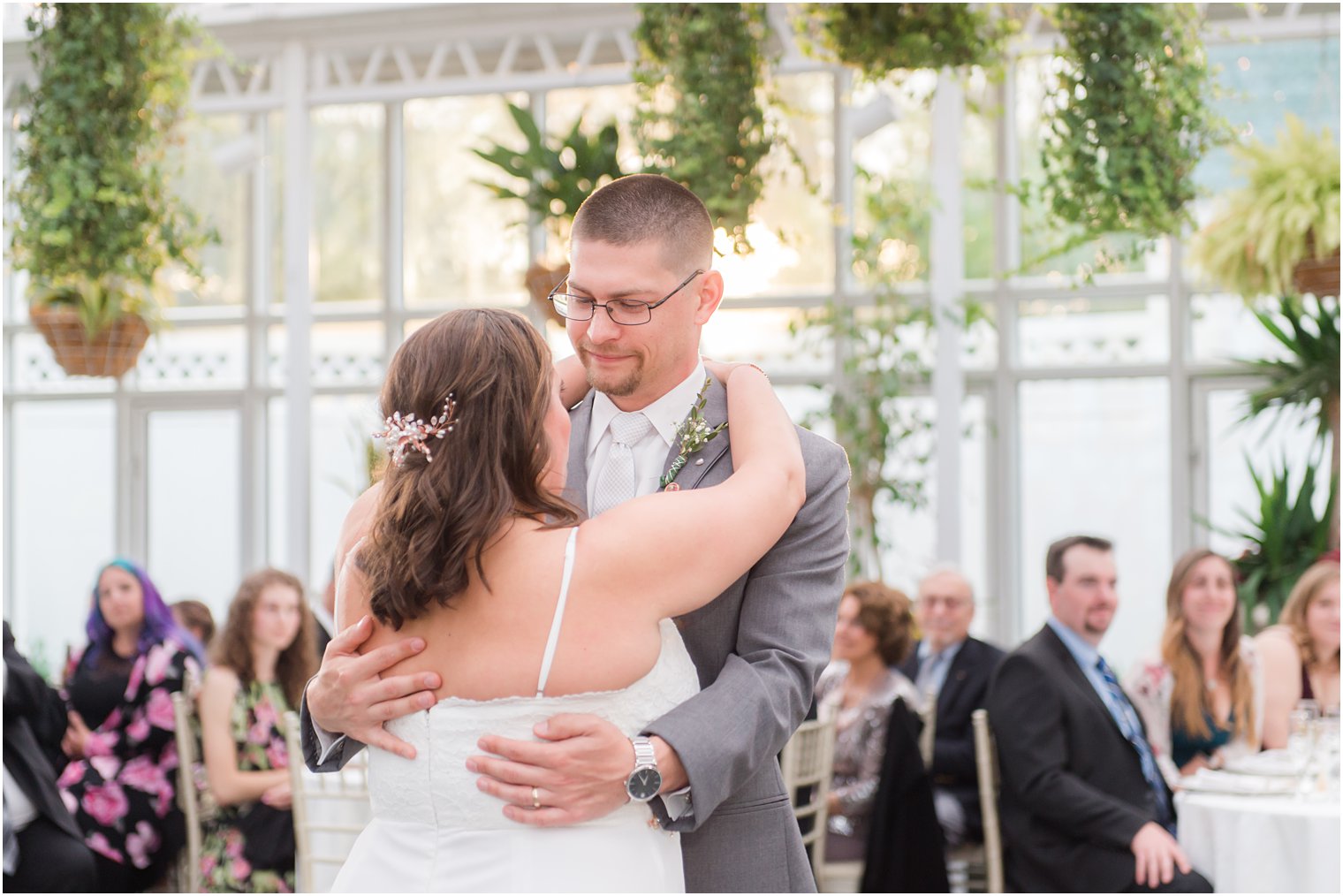 bride and groom have first dance during NJ wedding reception