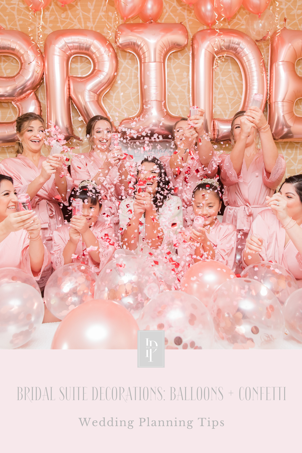 confetti and balloons for bridal suite on wedding day
