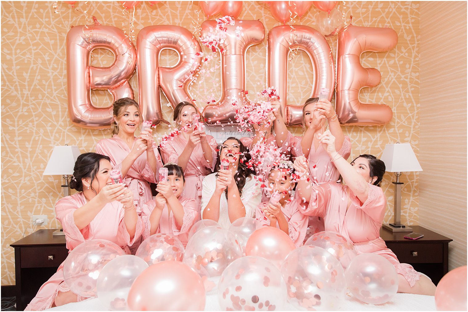 Balloons and confetti on your wedding morning: getting ready photo ideas for your wedding from NJ Wedding photographer Idalia Photography