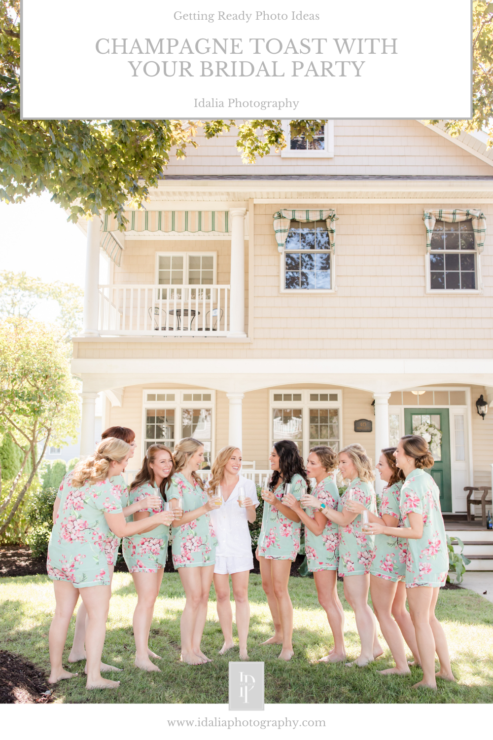 inspiration for getting ready photos on wedding day with bridesmaids