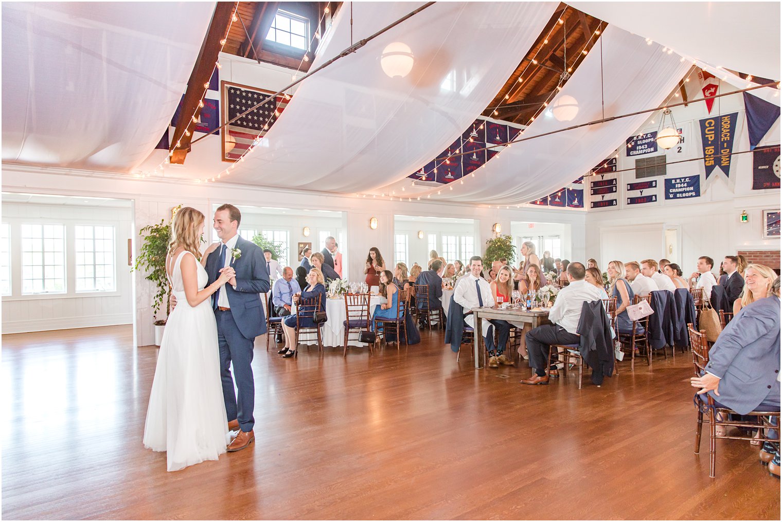 newlyweds dance during Bay Head NJ wedding reception 