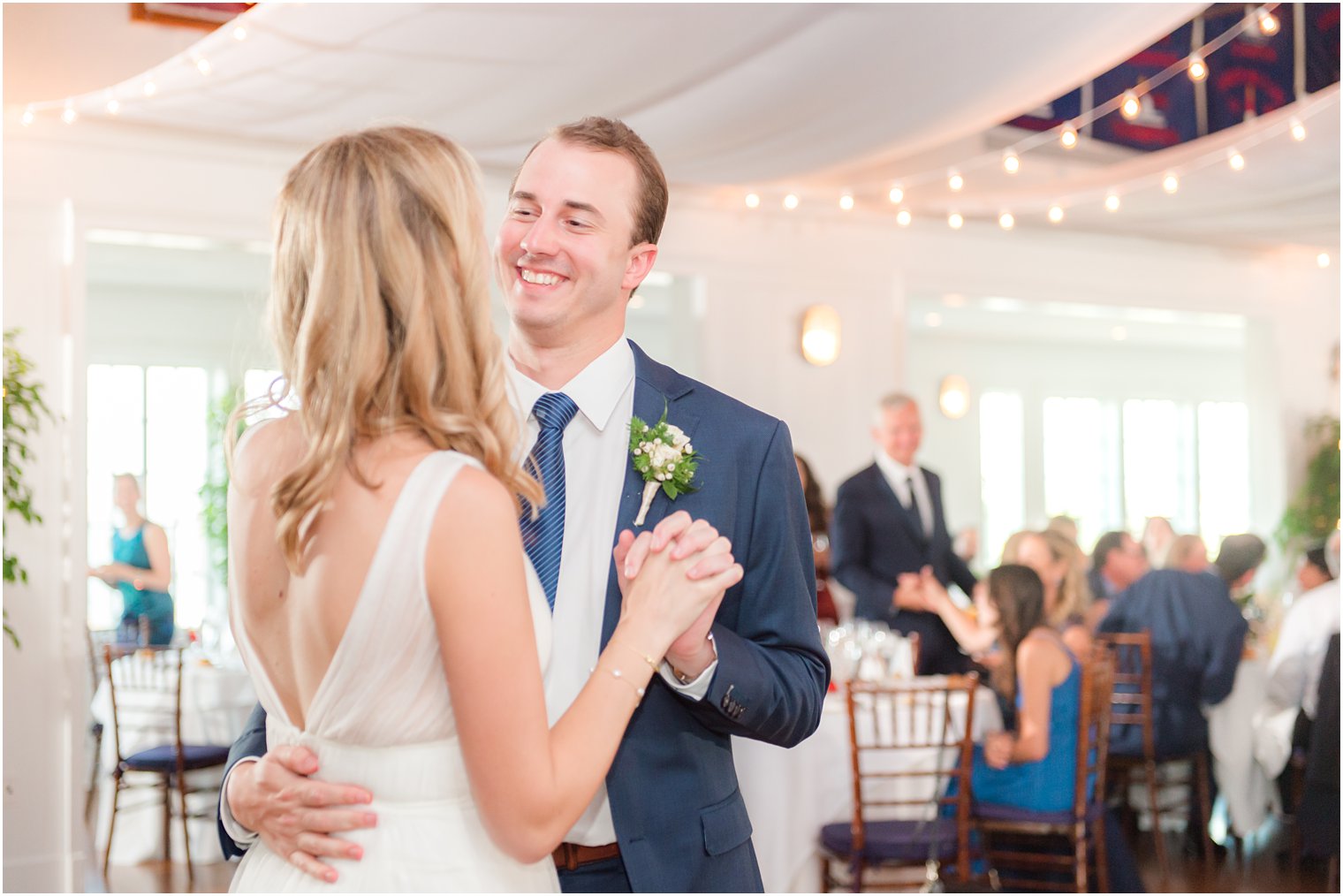 bride and groom dance during New Jersey wedding reception 