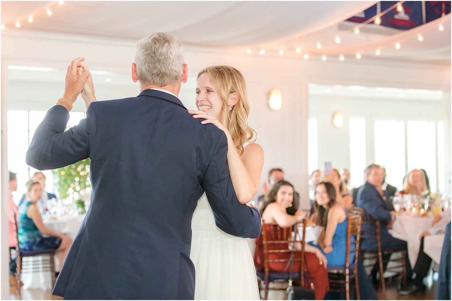 bride and dad dance together during NJ wedding reception 