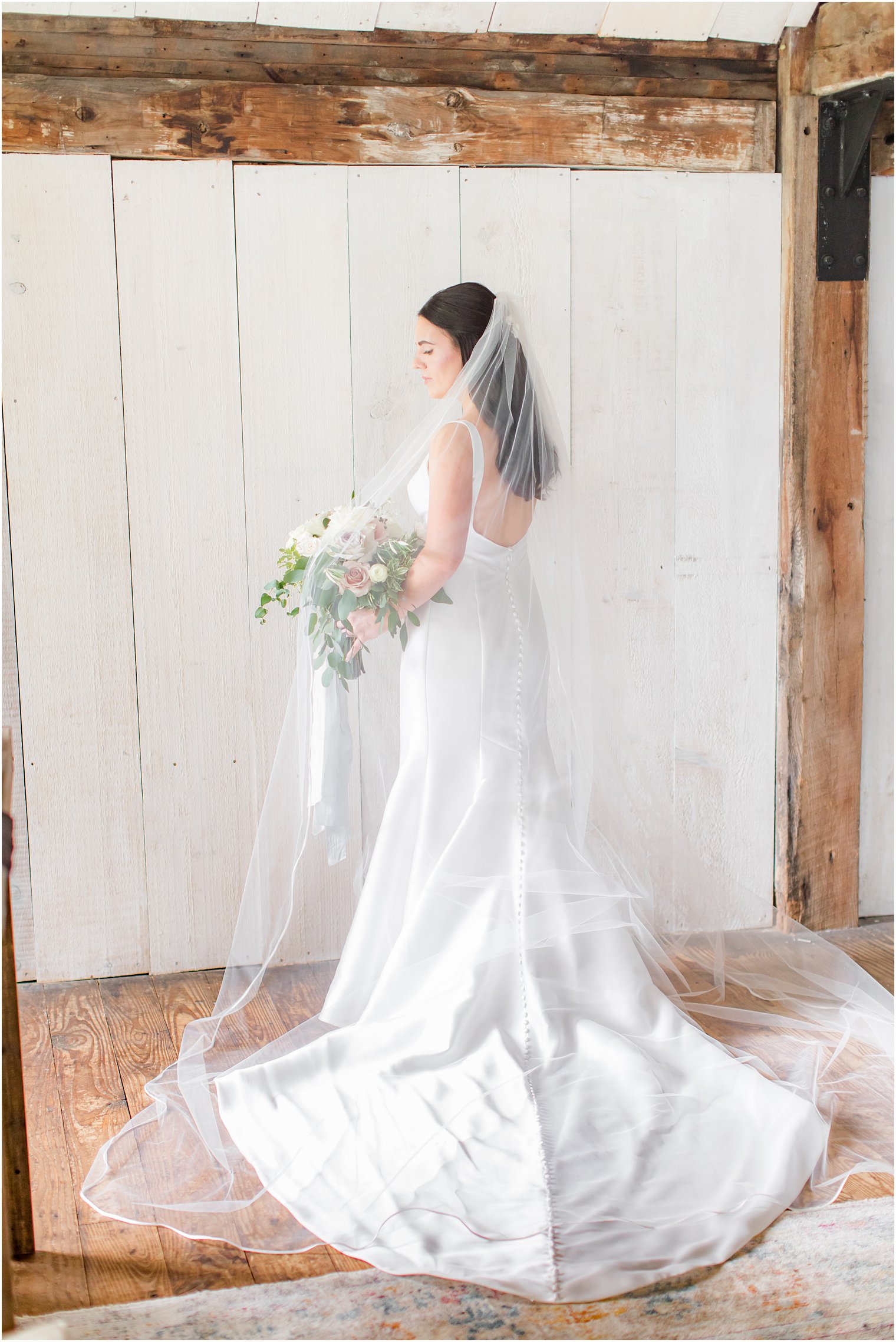 elegant bridal portrait of bride in bridal suite