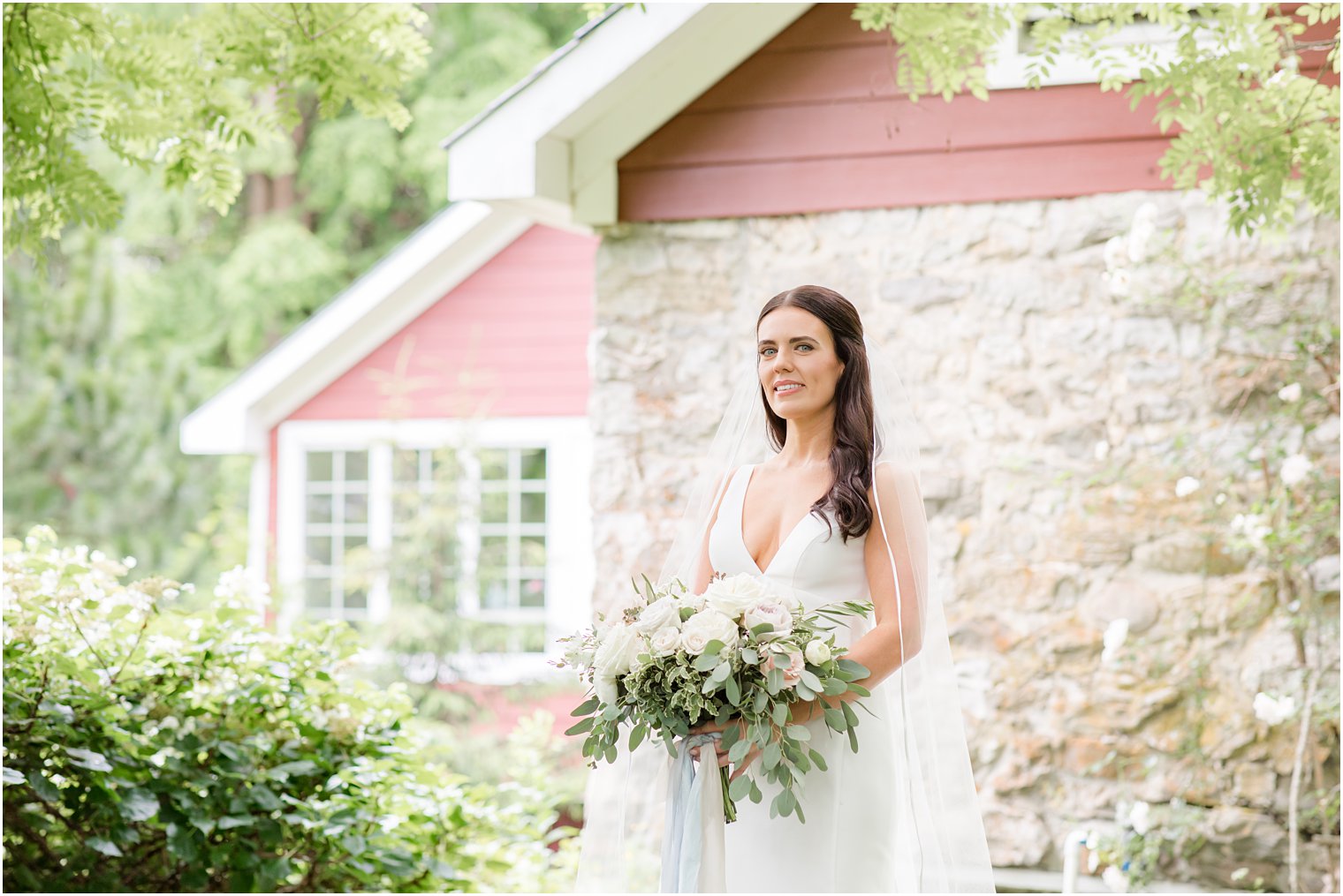 elegant portrait of bride on wedding day at Crossed Keys Estate