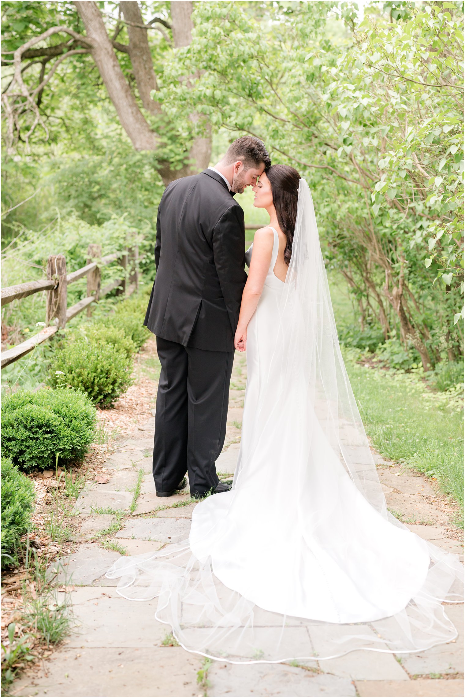 quiet moment between bride and groom at Crossed Keys Estate