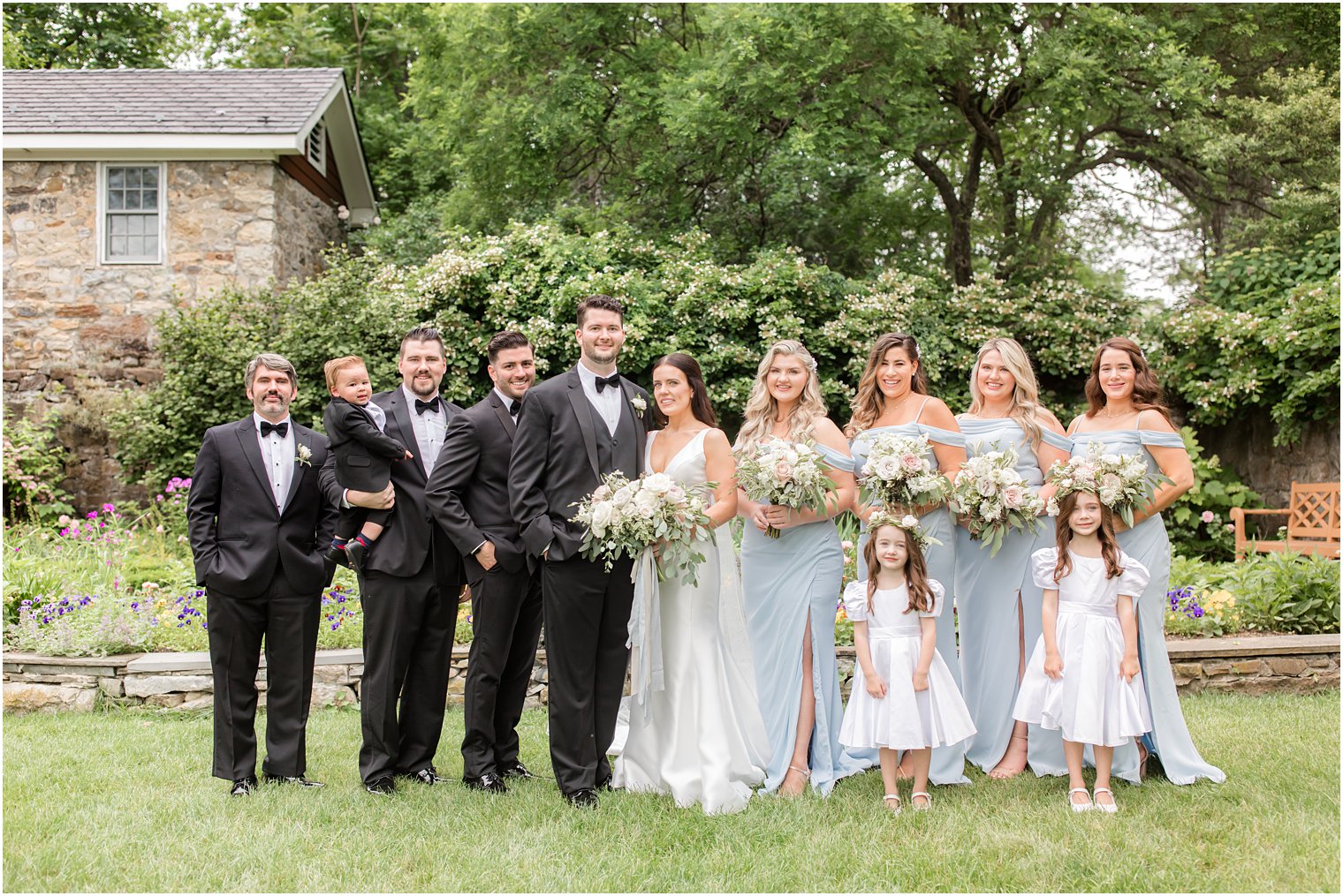 formal bridal party photo at Crossed Keys Estate