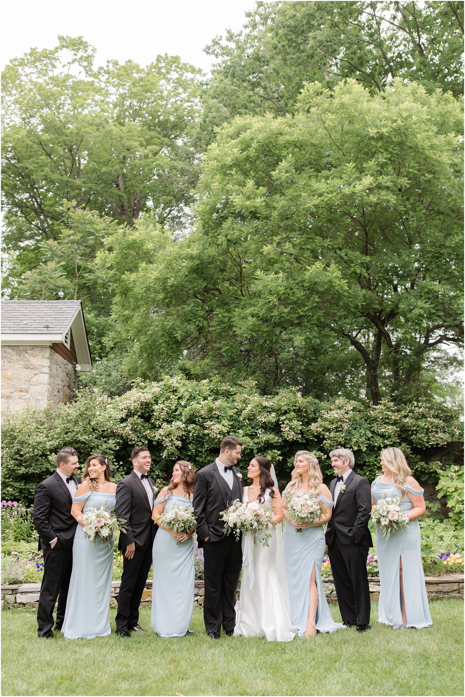 Candid photo of wedding party at Crossed Keys Estate