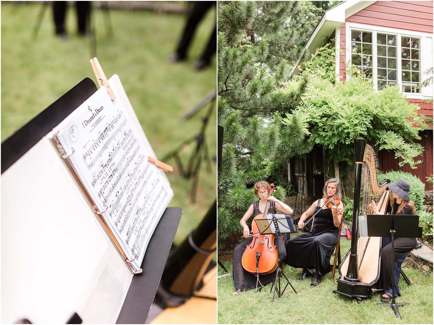 musicians at outdoor ceremony at Crossed Keys Estate