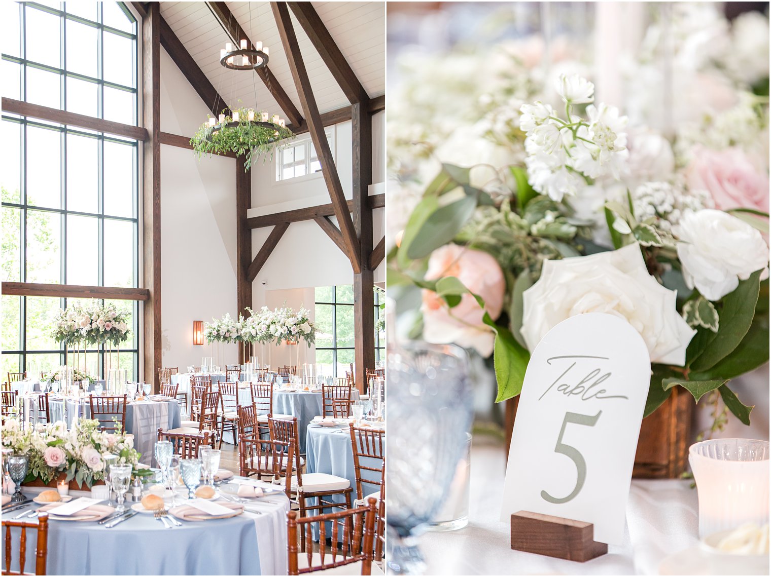 wedding reception with blue details