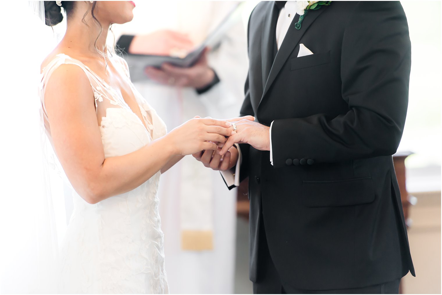 newlyweds exchange rings during Park Savoy Estate wedding ceremony 