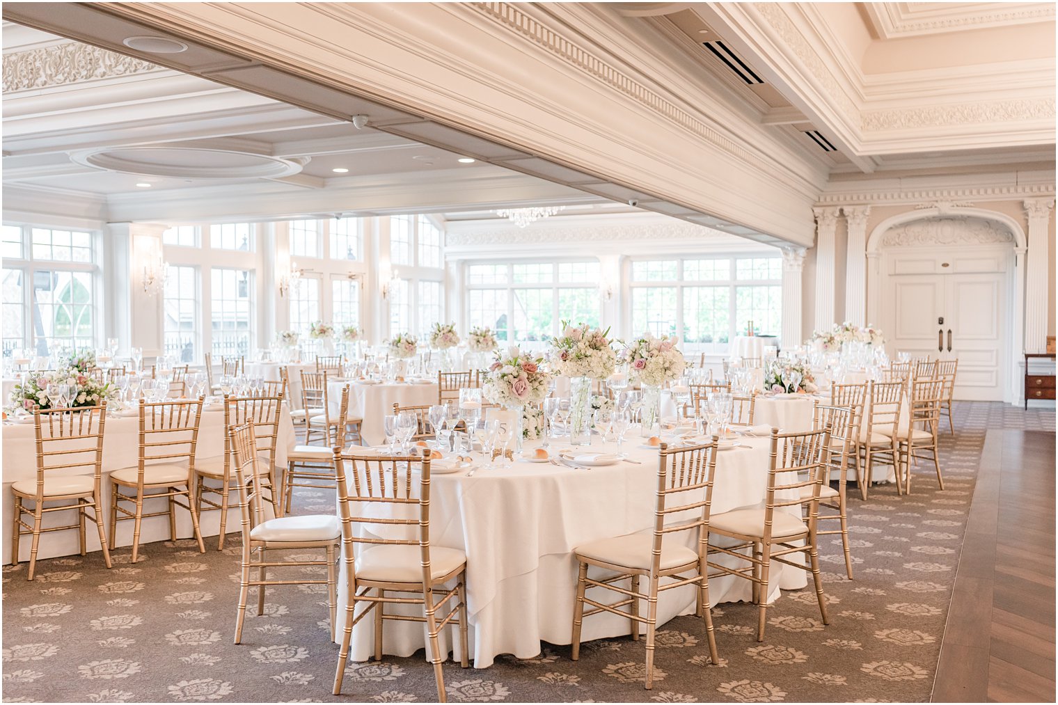 elegant Park Savoy Estate wedding reception with pale pink and white details 