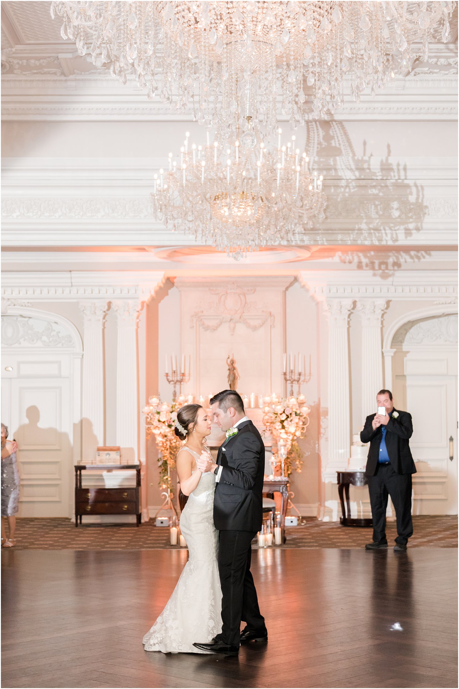 bride and groom have first dance at Park Savoy Estate wedding reception 